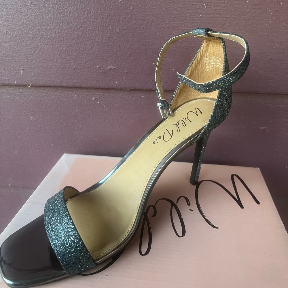 Black and Silver Strappy Stiletto Heels